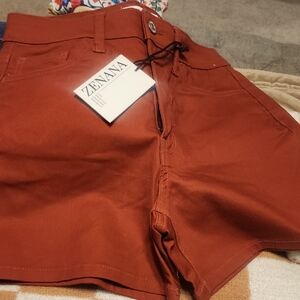 Zenana Outfitters High Waist Rust Shorts